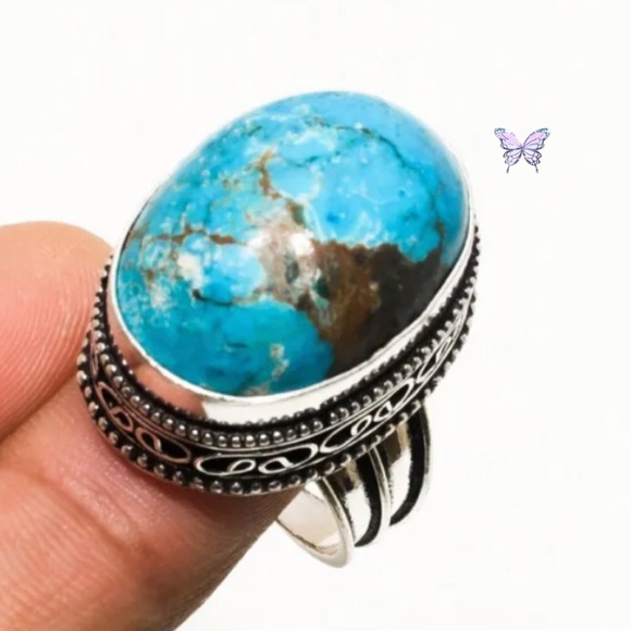 Majestic❗️Tibetan Turquoise Gemstone Chunky Handmade Ring - Picture 2 of 5